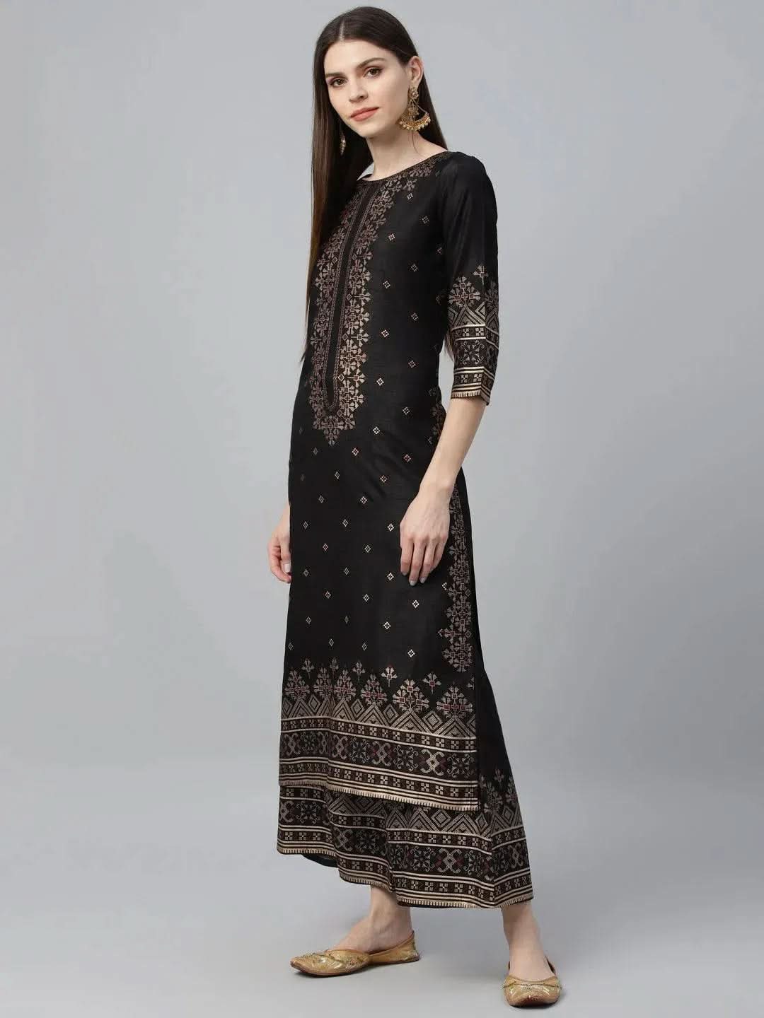 

Buy Black Printed Polyester Kurta Set - 6891- | Libas Ethnic Wear Online