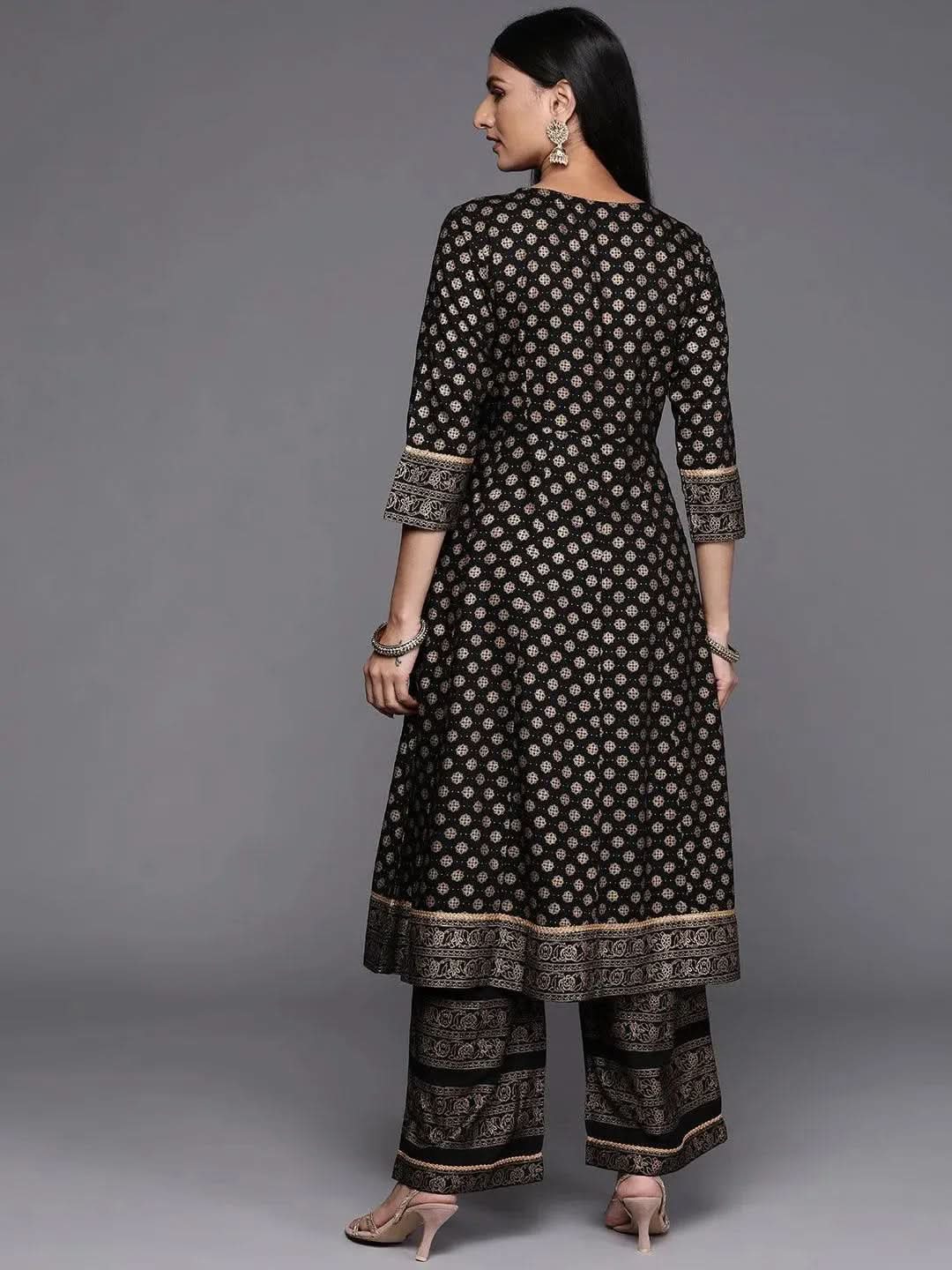 

Black Printed Rayon A-Line Kurta