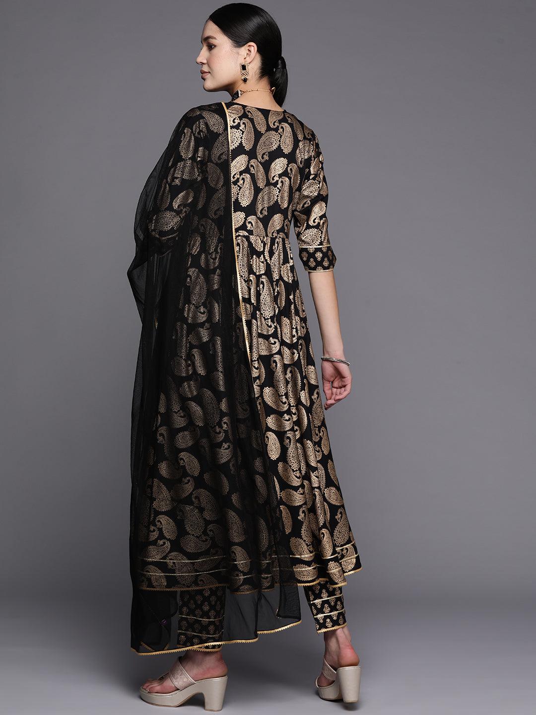 Black Colored Georgette Anarkali Suit With Dupatta - Anarkali Dresses - Salwar  Suits - Indian