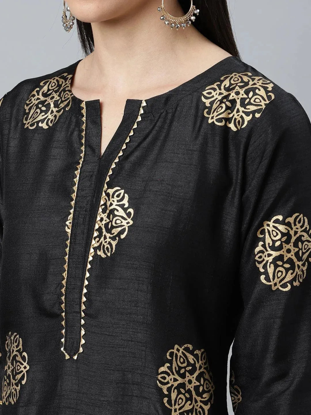 

Buy Black Printed Silk Blend Suit Set - 20179-XXL | Libas Ethnic Wear Online