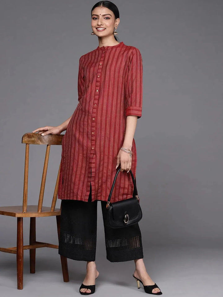 Black Self Design Cotton Palazzos - Libas