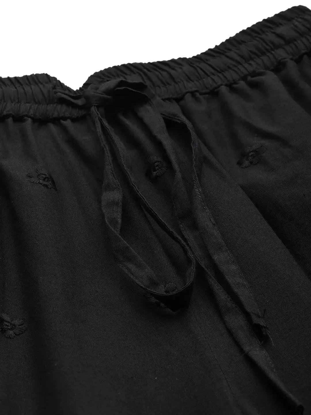 Black Self Design Cotton Palazzos - Libas 