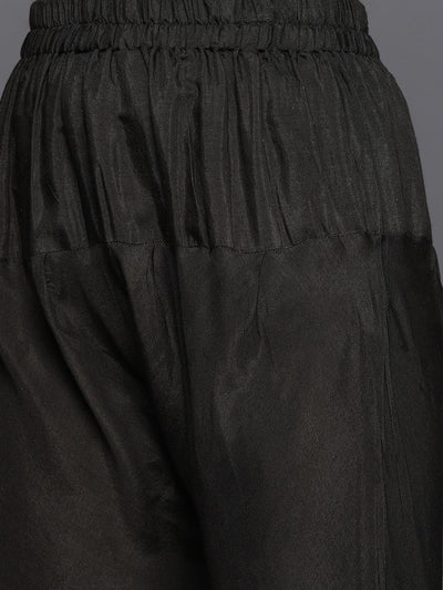 Black Self Design Silk Anarkali Suit Set - Libas