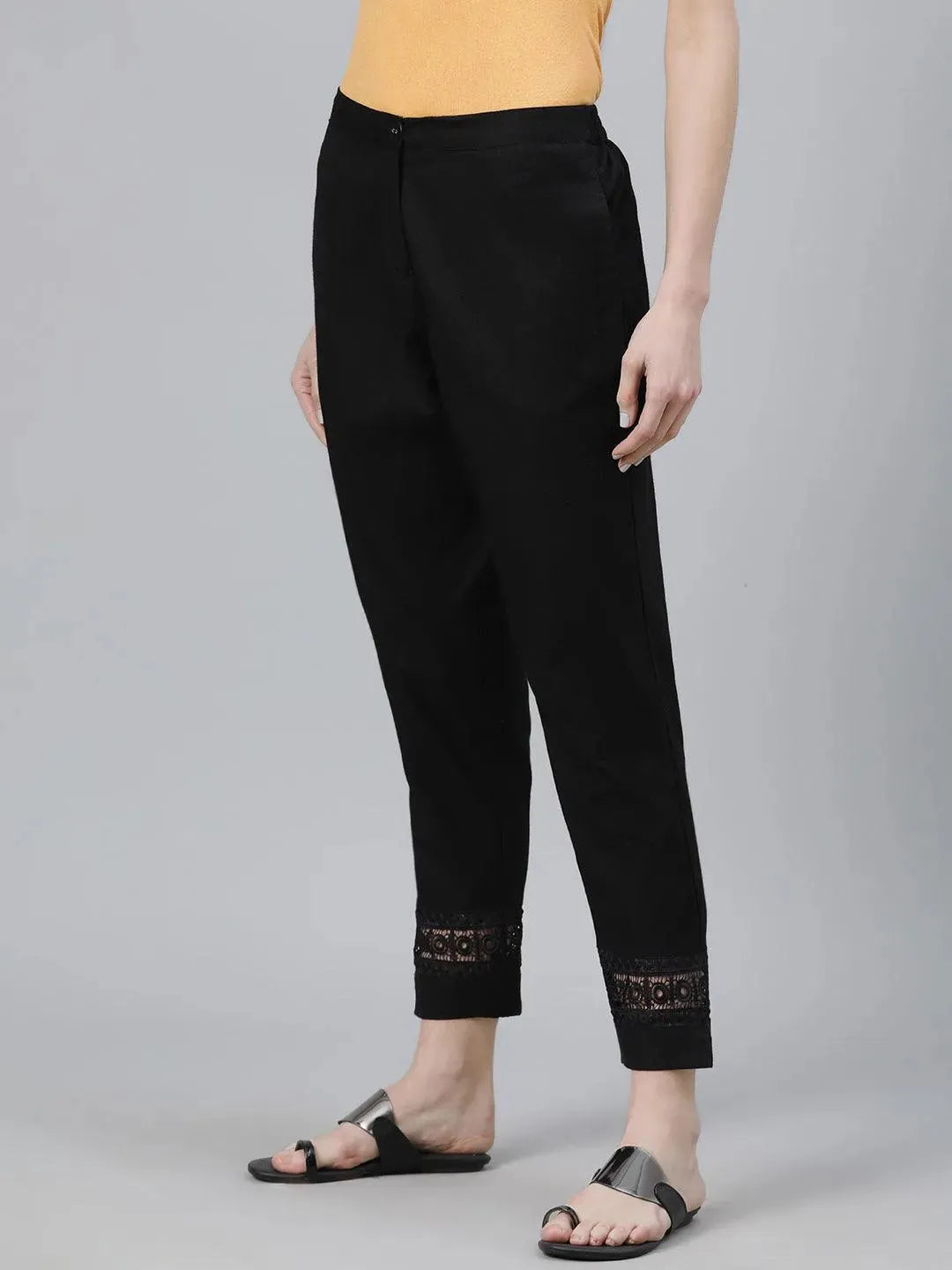 

Buy Black Solid Cotton Trousers - PL810- | Libas Ethnic Wear Online