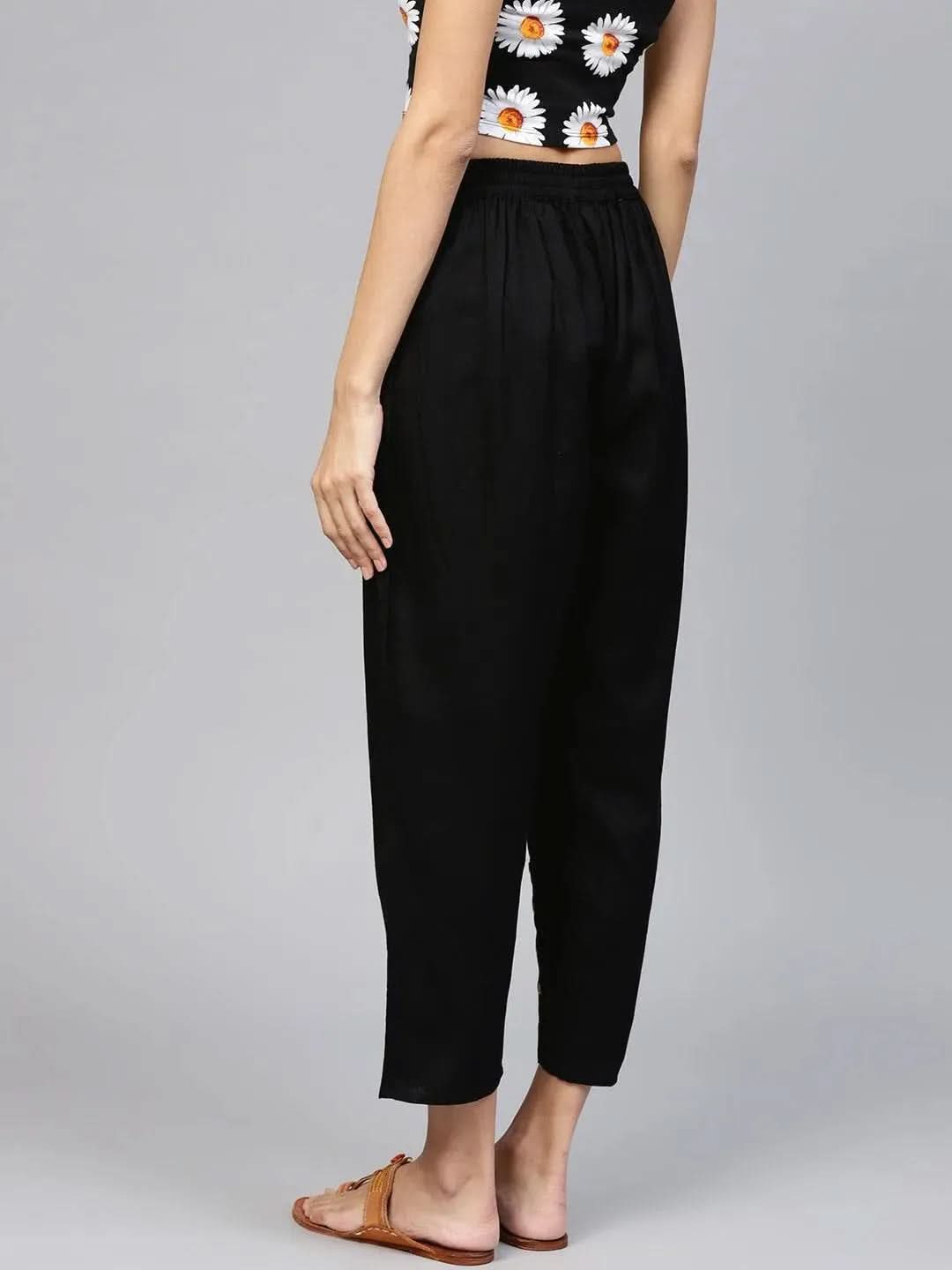 

Black Solid Cotton Trousers