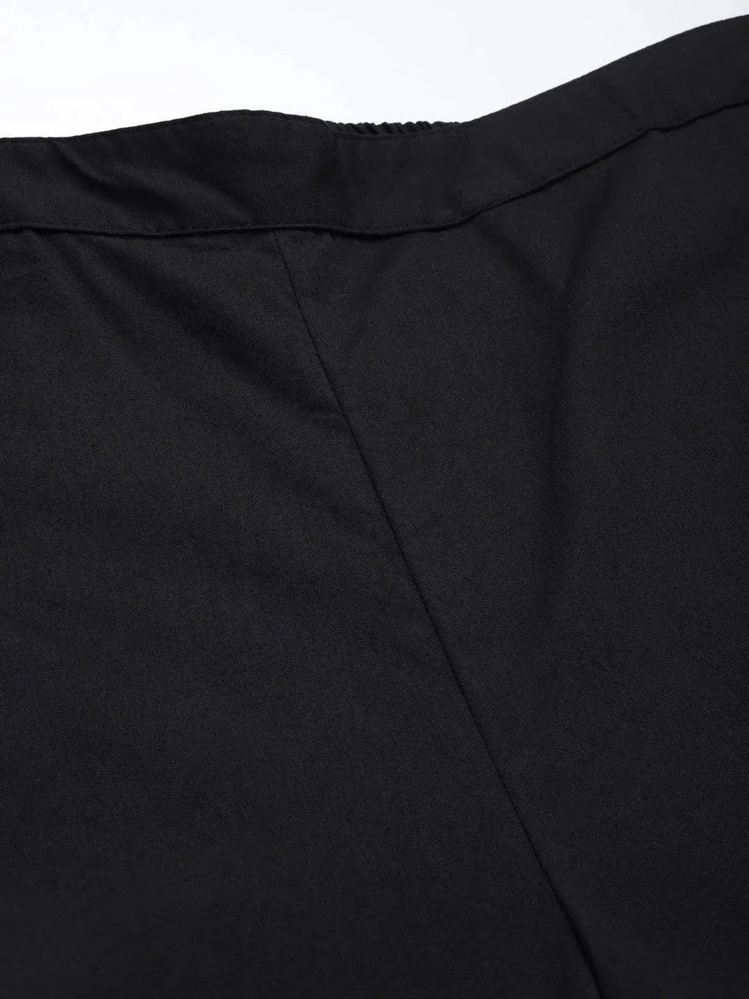 Black Solid Cotton Trousers - Libas 