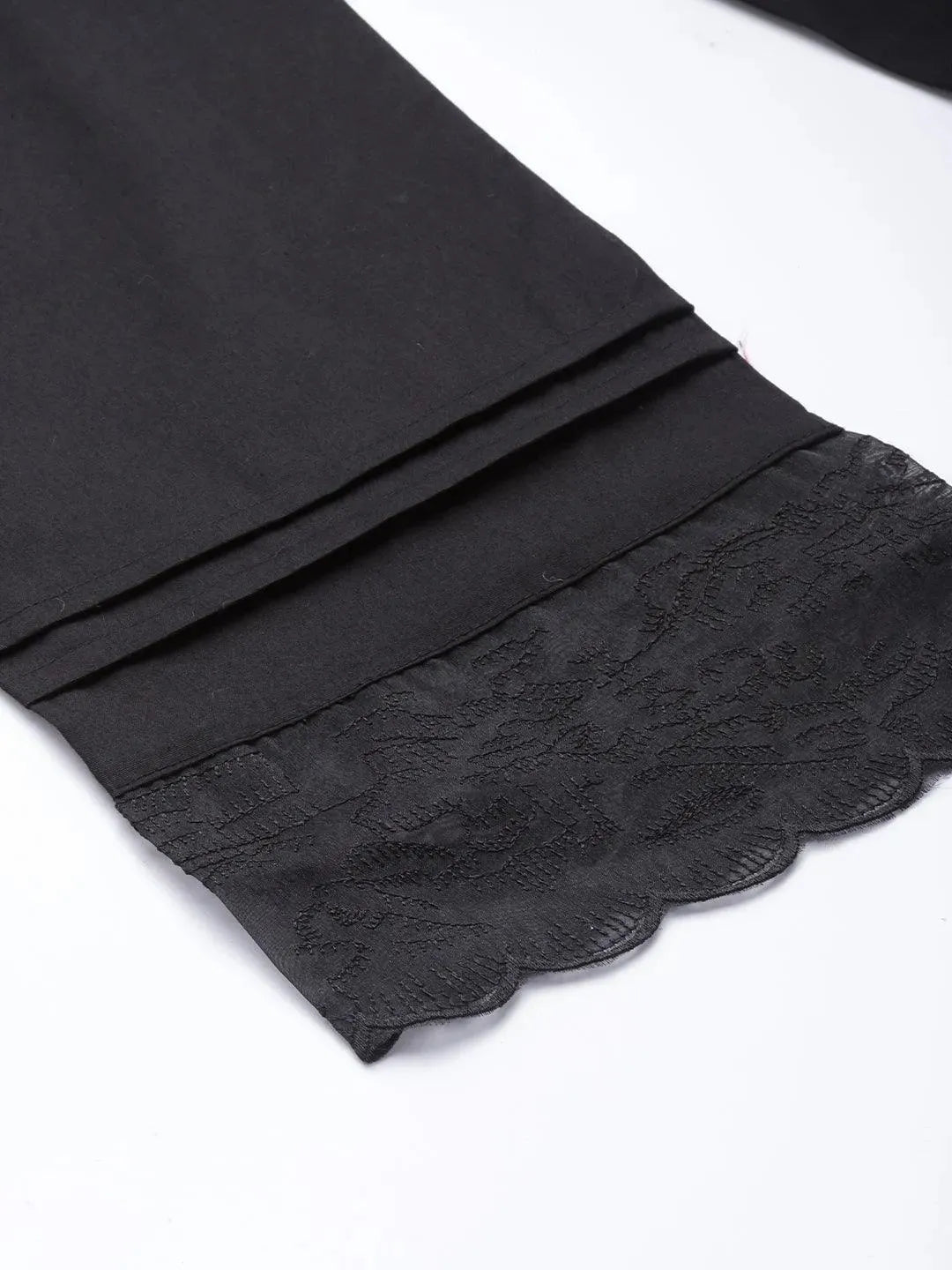 Black Solid Cotton Trousers - Libas 