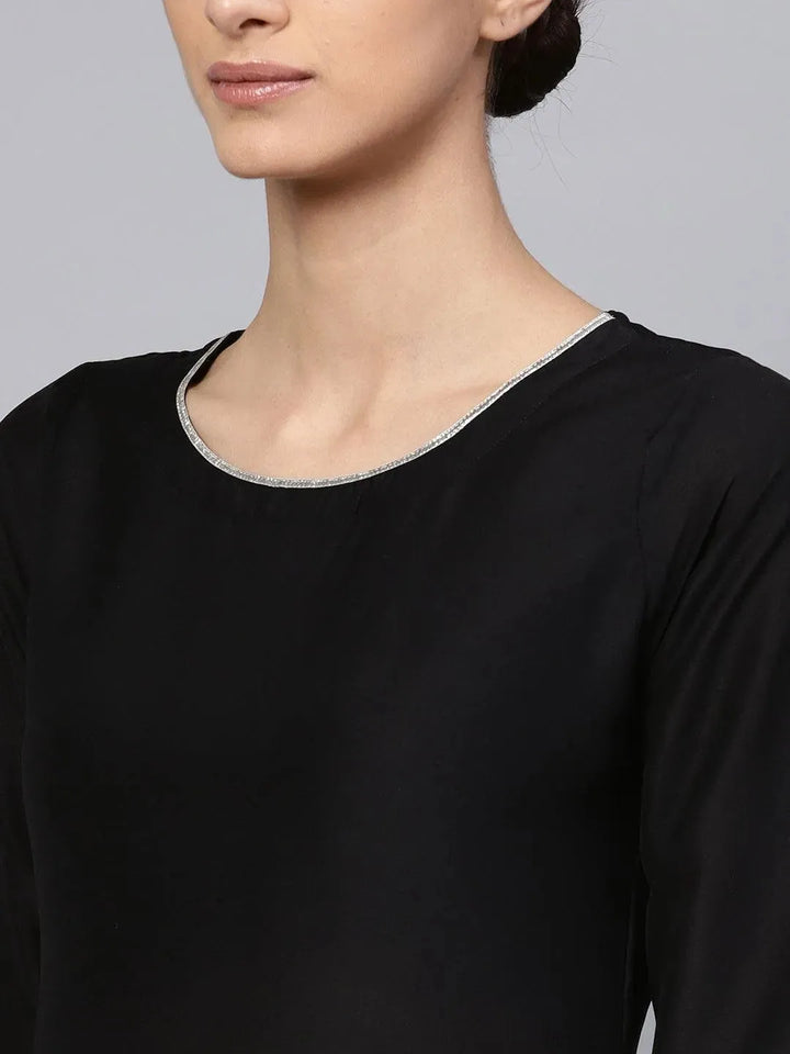 Black Solid Muslin Suit Set - Libas