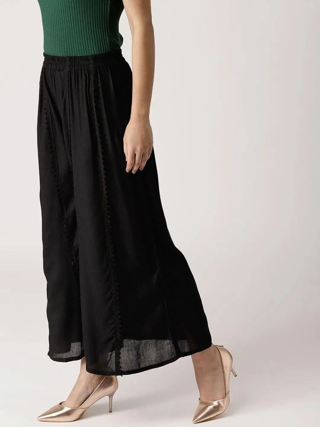 

Buy Black Solid Rayon Palazzos - PL589-XL | Libas Ethnic Wear Online