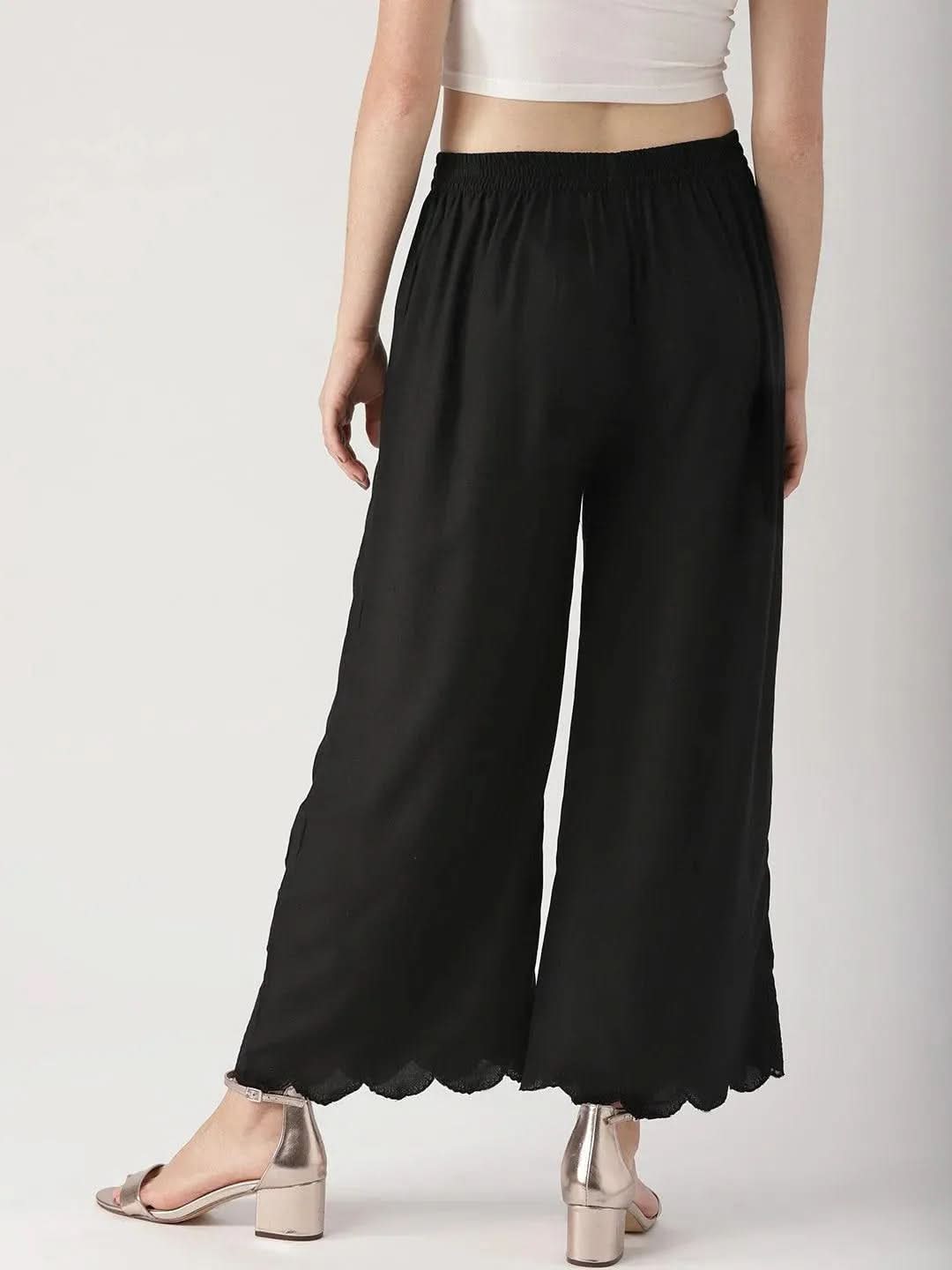 

Black Solid Rayon Palazzos