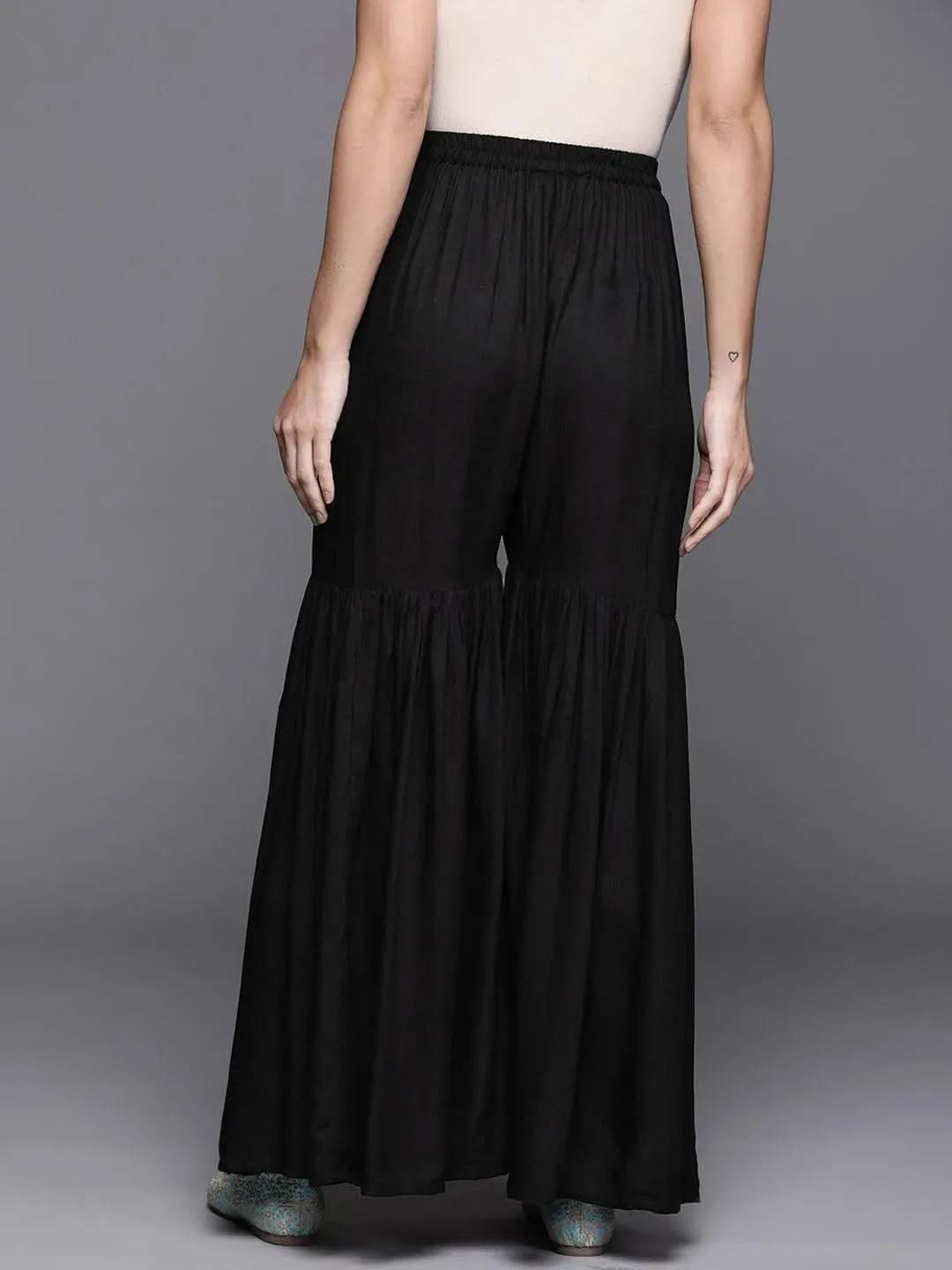 

Buy Black Solid Rayon Sharara Pants- PL921O-S | Libas Ethnic Wear Online