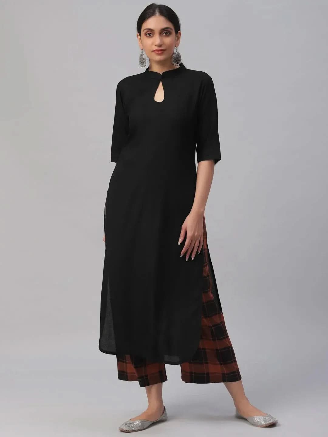 

Buy Black Solid Rayon Kurta Set - 6863F- | Libas Ethnic Wear Online