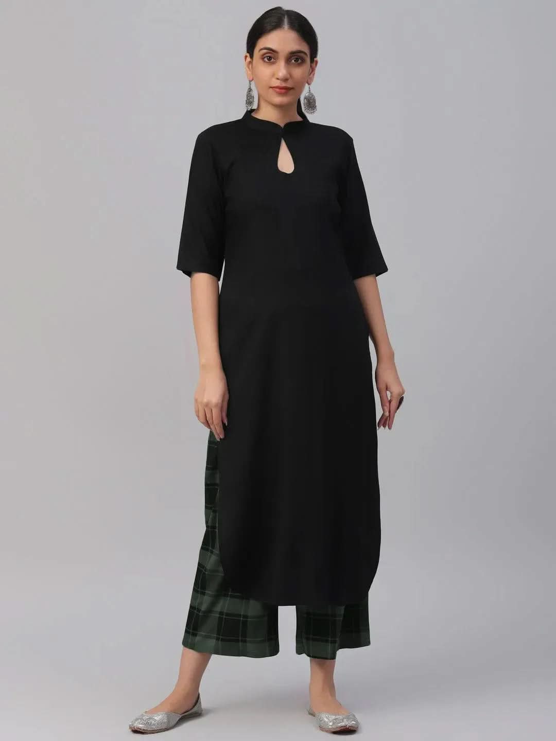

Buy Black Solid Rayon Kurta Set - 6862F- | Libas Ethnic Wear Online