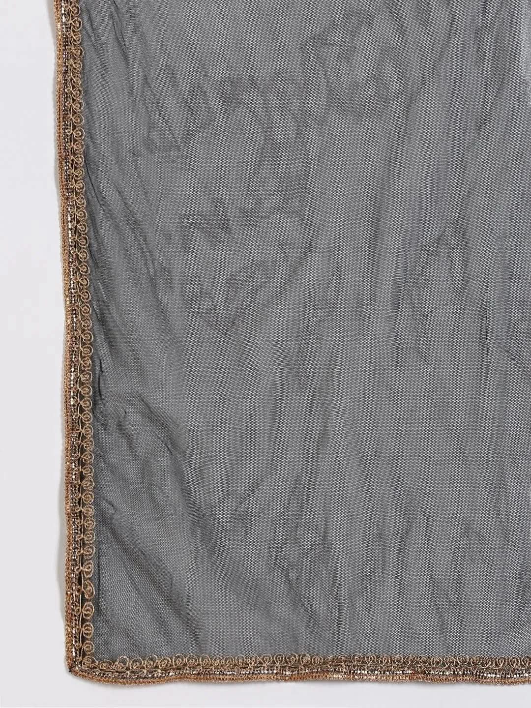 

Black Solid Velvet Straight Kurta With Palazzos & Dupatta