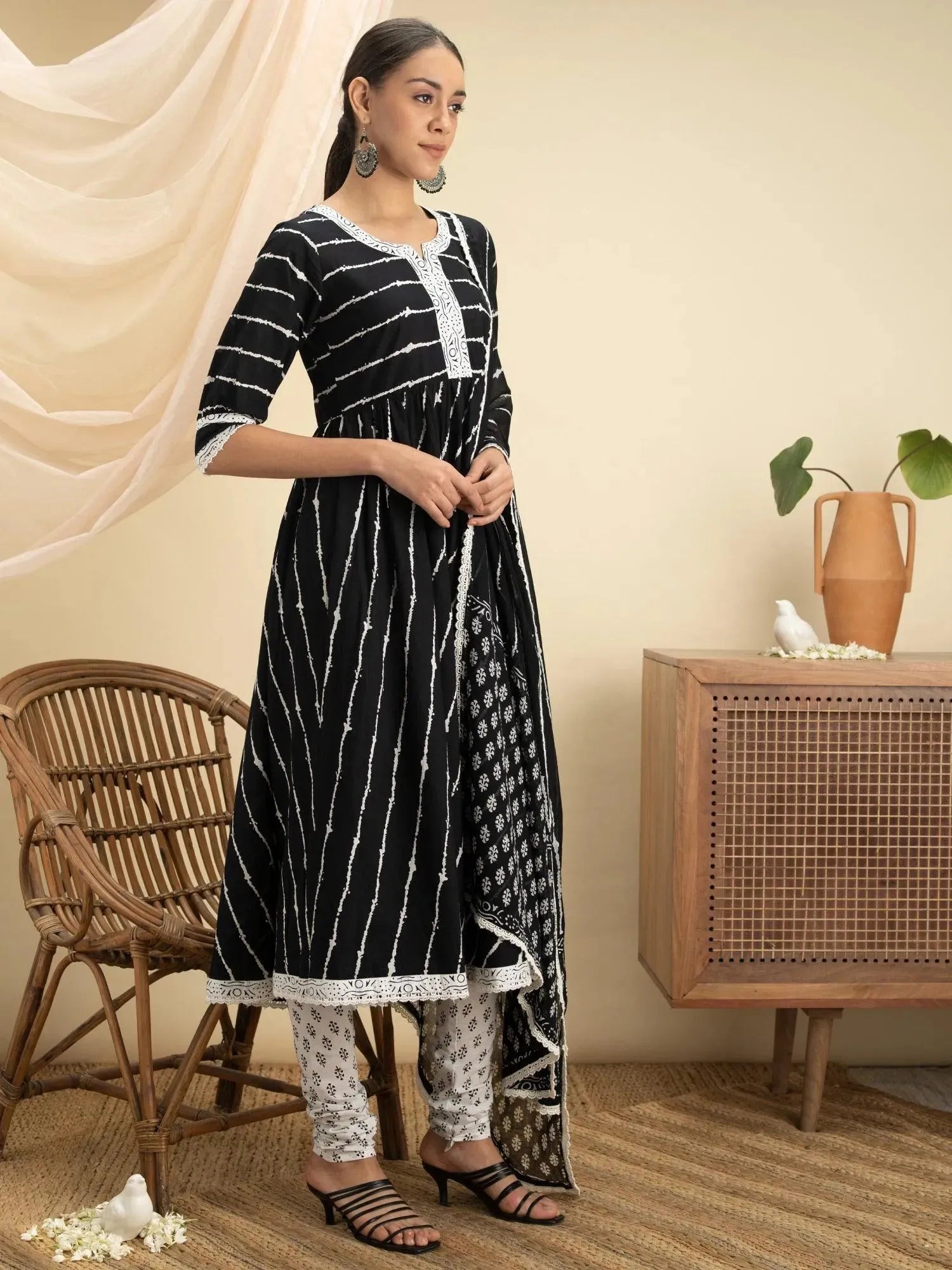 

Buy Black Striped Cotton Suit Set - 13036O- | Libas Ethnic Wear Online