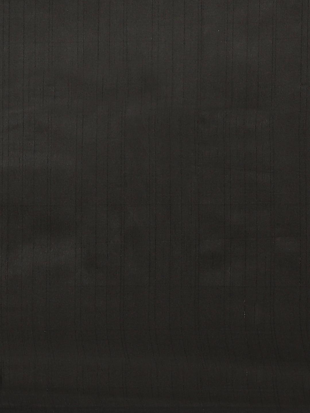 Black Striped Silk Blend Saree - Libas