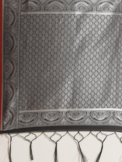 Black Woven Design Brocade Saree - Libas