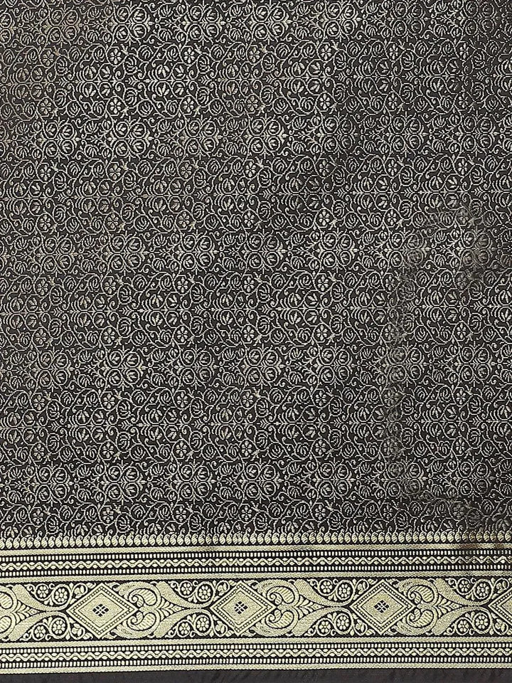 Black Woven Design Brocade Saree - Libas