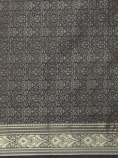 Black Woven Design Brocade Saree - Libas