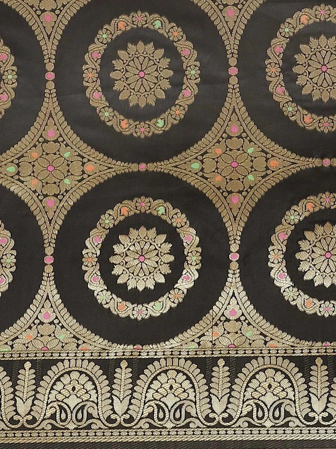 Black Woven Design Brocade Saree - Libas 