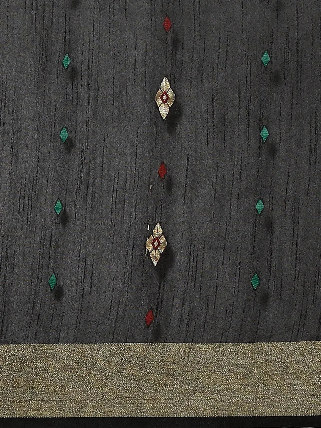 Black Woven Design Brocade Saree - Libas 
