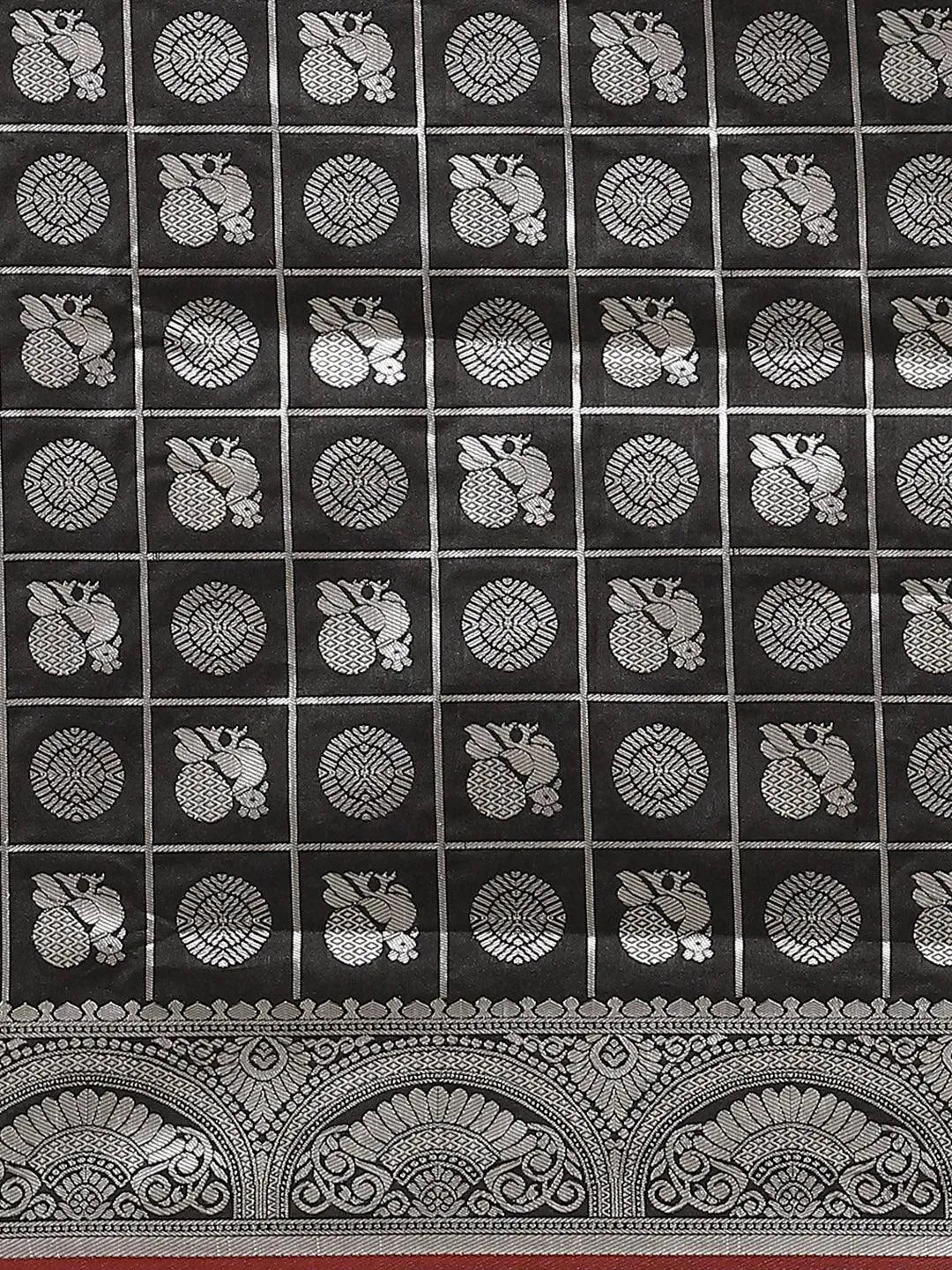 Black Woven Design Brocade Saree - Libas 