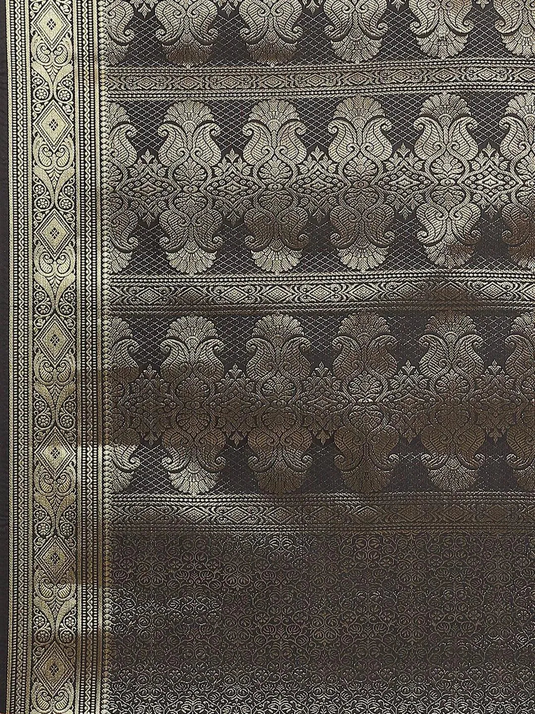 Black Woven Design Brocade Saree - Libas 