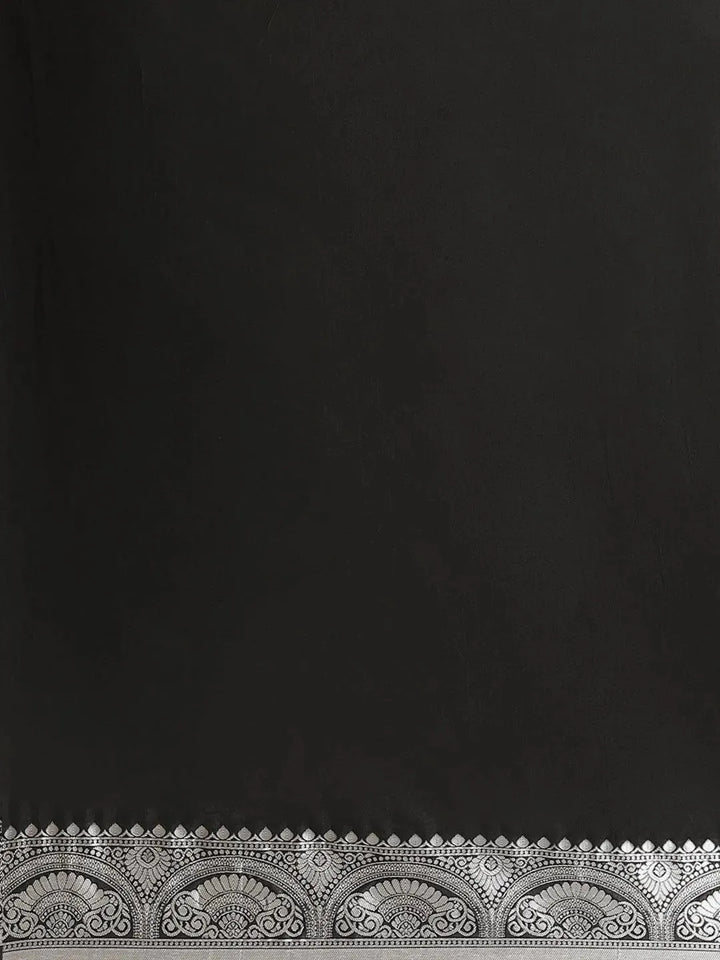 Black Woven Design Brocade Saree - Libas