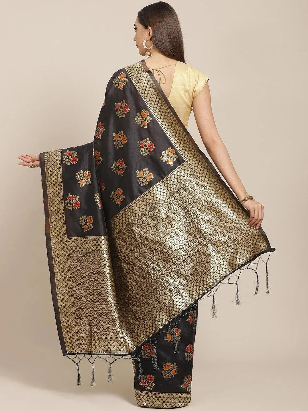 

Black Woven Design Silk Blend Saree