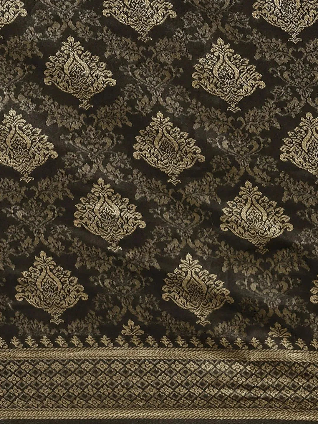 Black Woven Design Silk Saree - Libas 