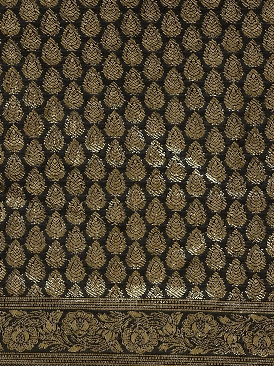 Black Woven Design Silk Saree - Libas 