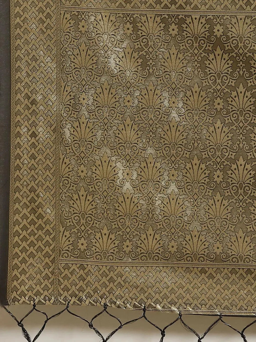 Black Woven Design Silk Saree - Libas 