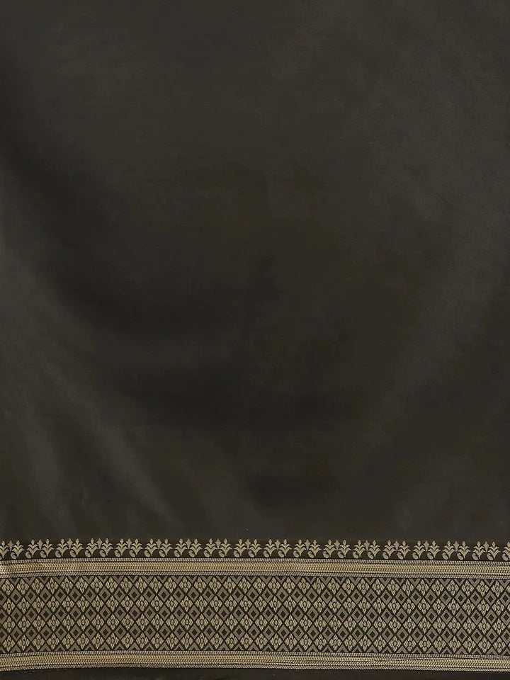 Black Woven Design Silk Saree - Libas