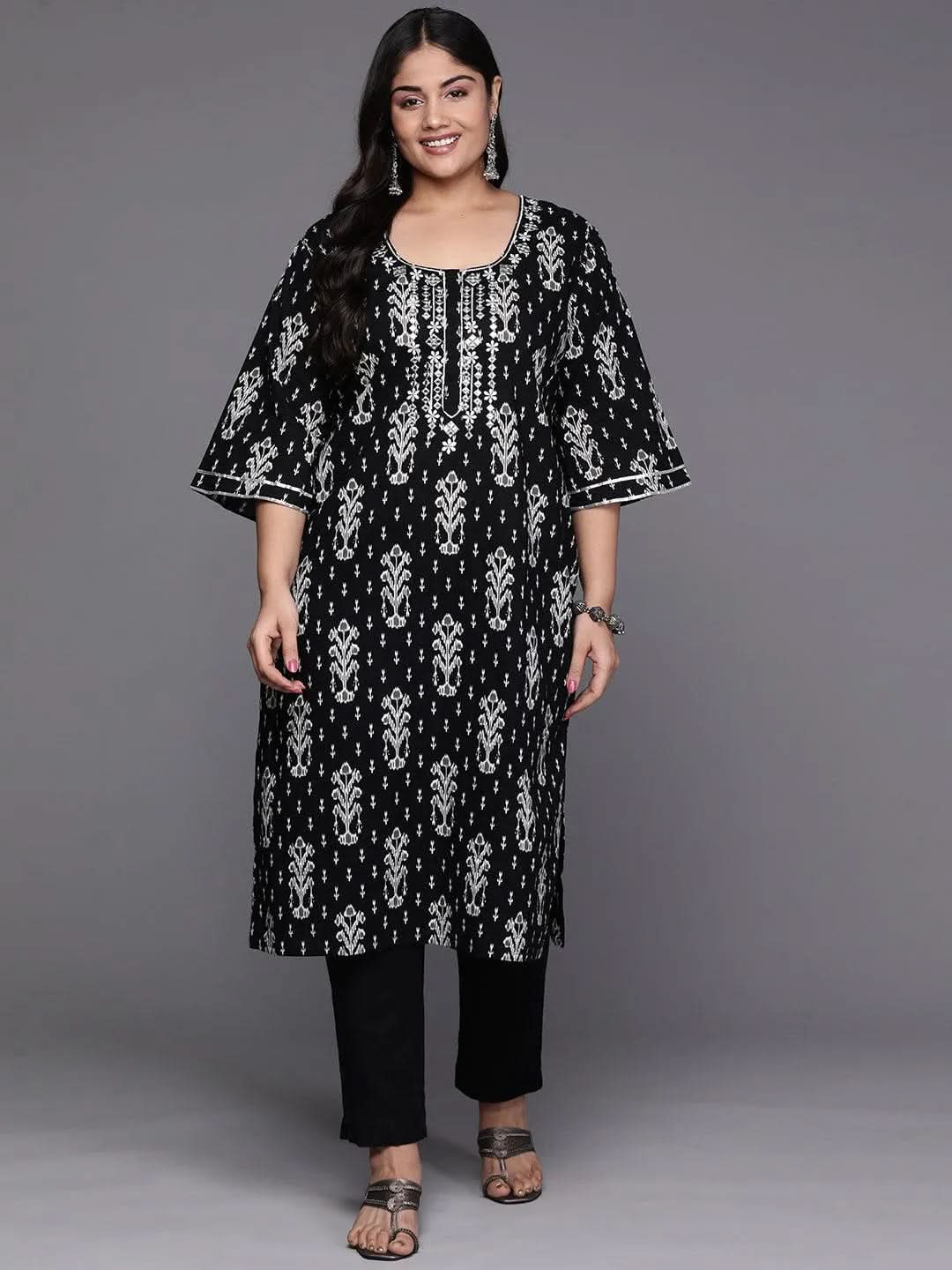 libas Black Yoke Design Cotton Straight Kurta-picture-31