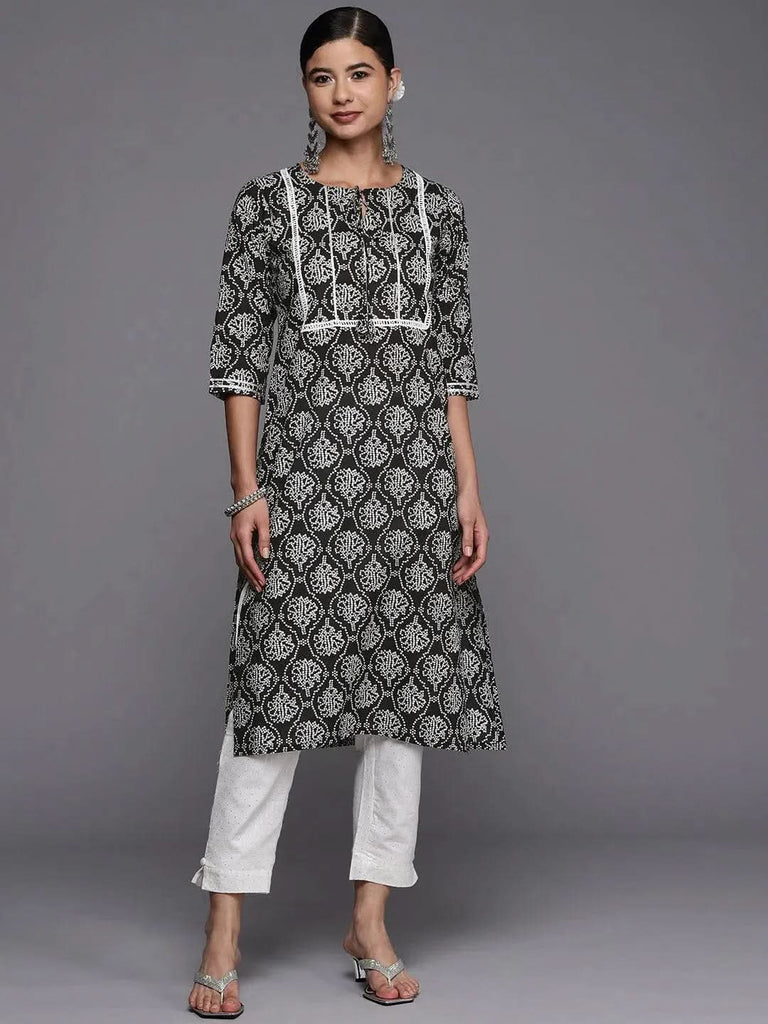 Libas Black Yoke Design Cotton Straight Kurta