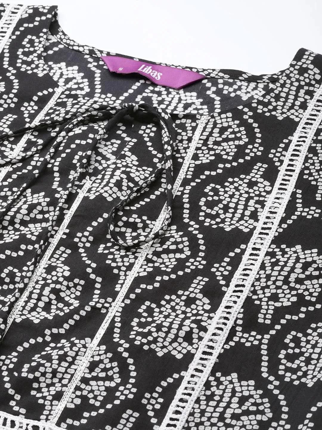 Black Yoke Design Cotton Straight Kurta - Libas 