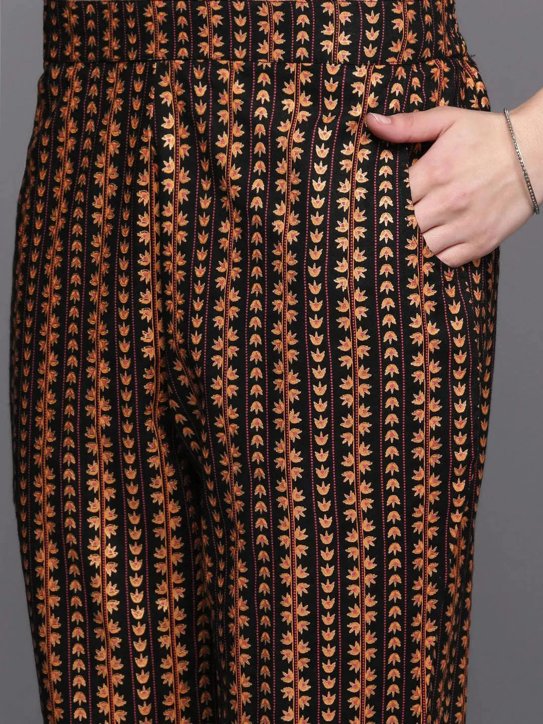 Black Yoke Design Rayon A-Line Kurta - Libas 