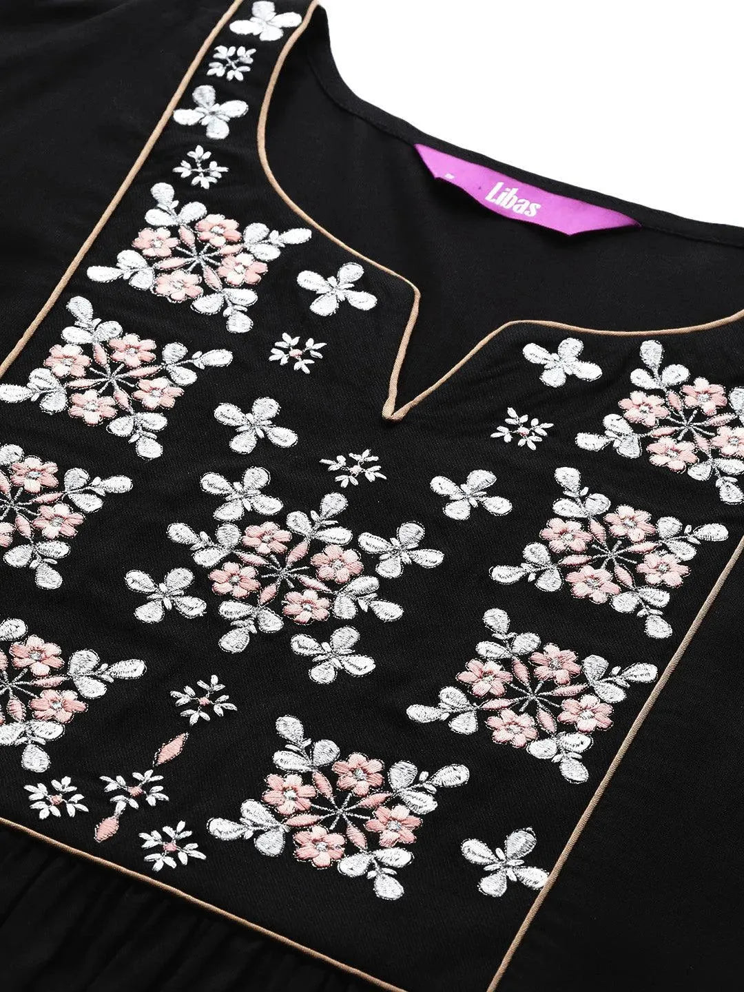 Black Yoke Design Rayon Kurta - Libas 