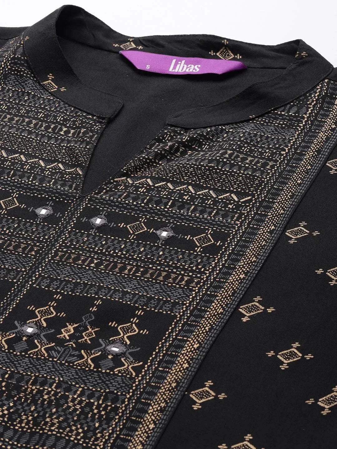 Black Yoke Design Rayon Kurta - Libas 