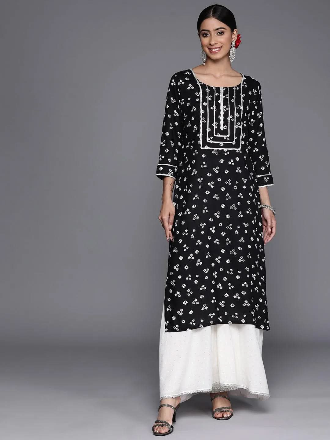 

Black Yoke Design Rayon Straight Kurta