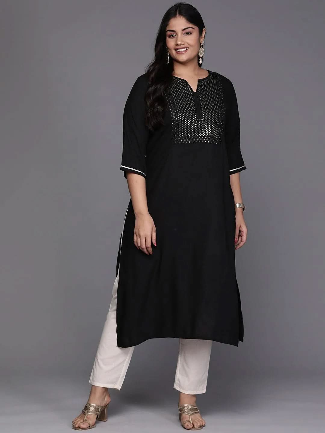 libas Black Yoke Design Rayon Straight Kurta-picture-40