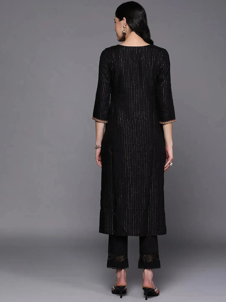 Black Yoke Design Rayon Straight Kurta - Libas