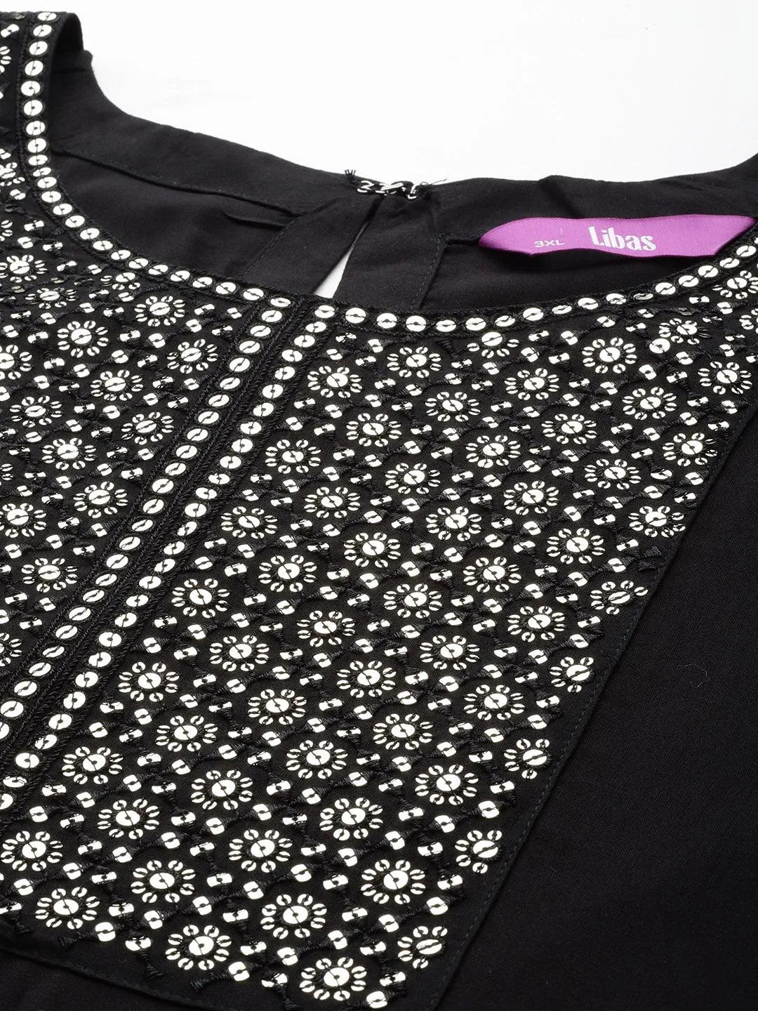 Black Yoke Design Rayon Straight Kurta - Libas 