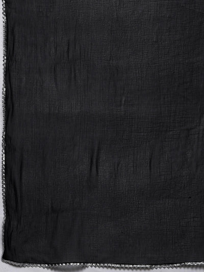 Black Yoke Design Rayon Suit Set - Libas