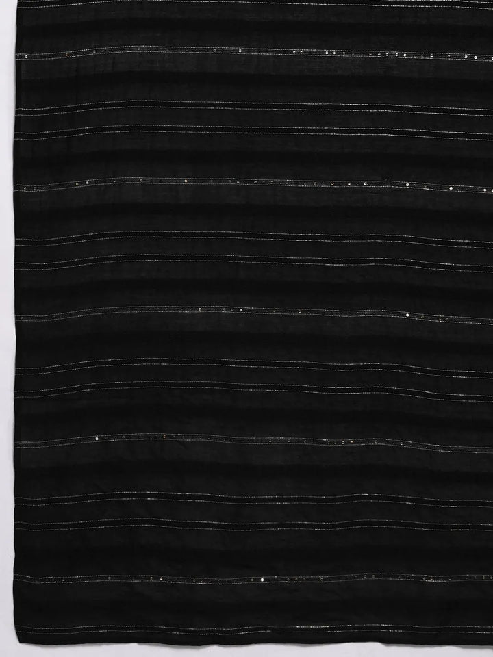 Black Yoke Design Silk Blend Straight Kurta With Trousers & Dupatta - Libas