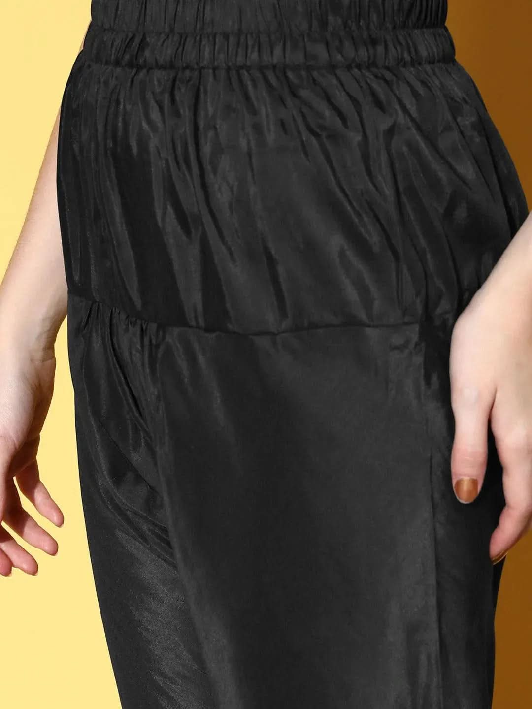 

Black Yoke Design Velvet Anarkali Kurta With Churidar & Dupatta