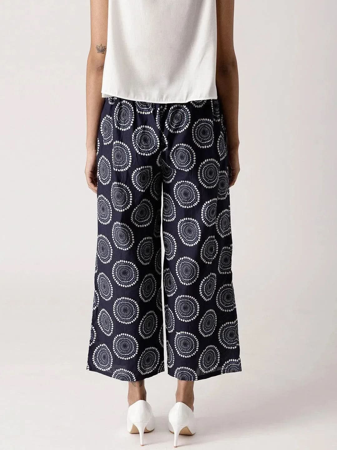 

Buy Blue Abstract Cotton Palazzos - PL557- | Libas Ethnic Wear Online