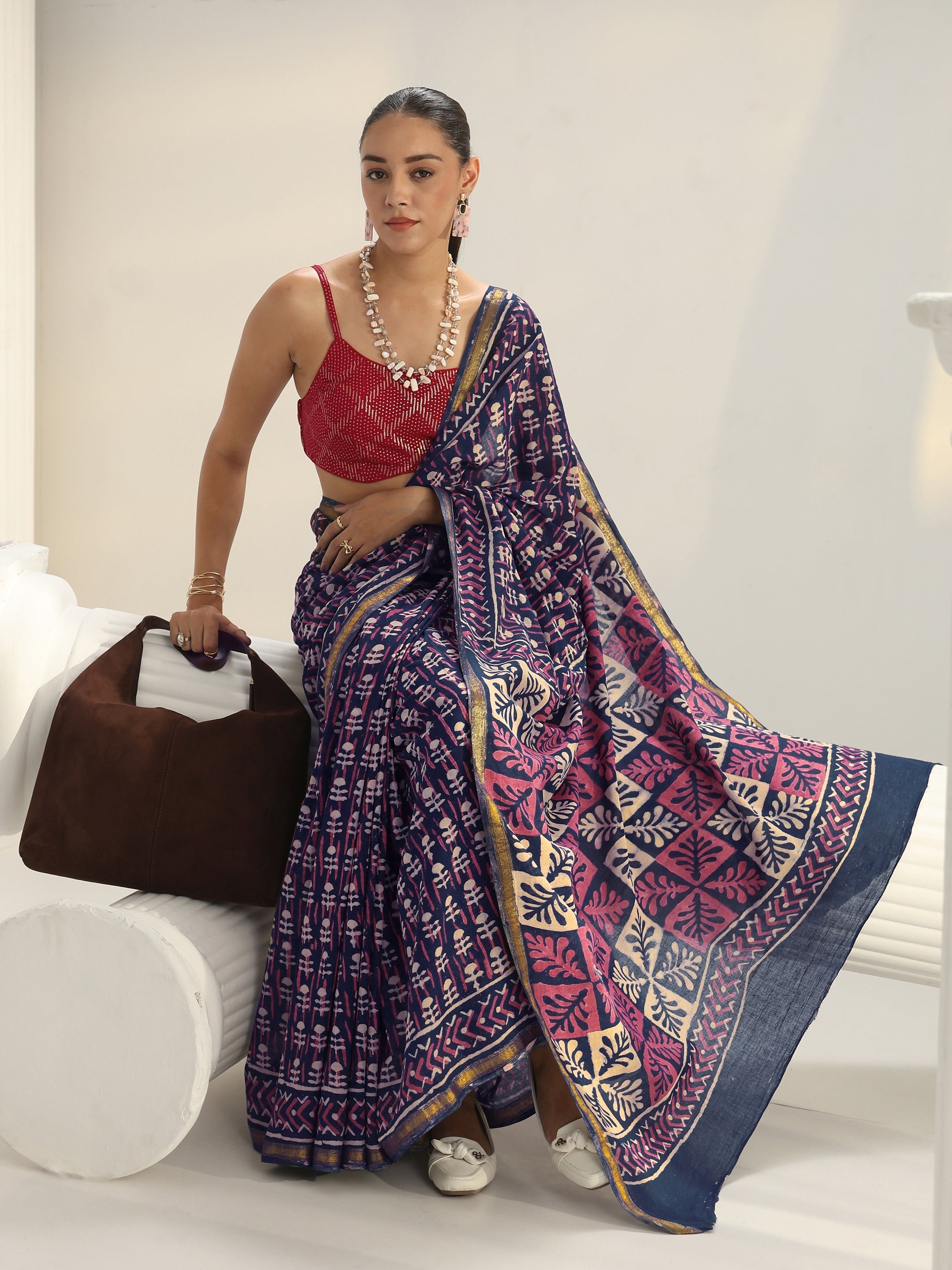 libas Blue Dabu Print Cotton Saree-picture-41