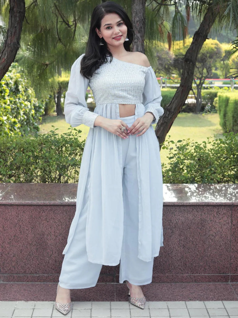 Libas Blue Embellished Georgette Co-Ords