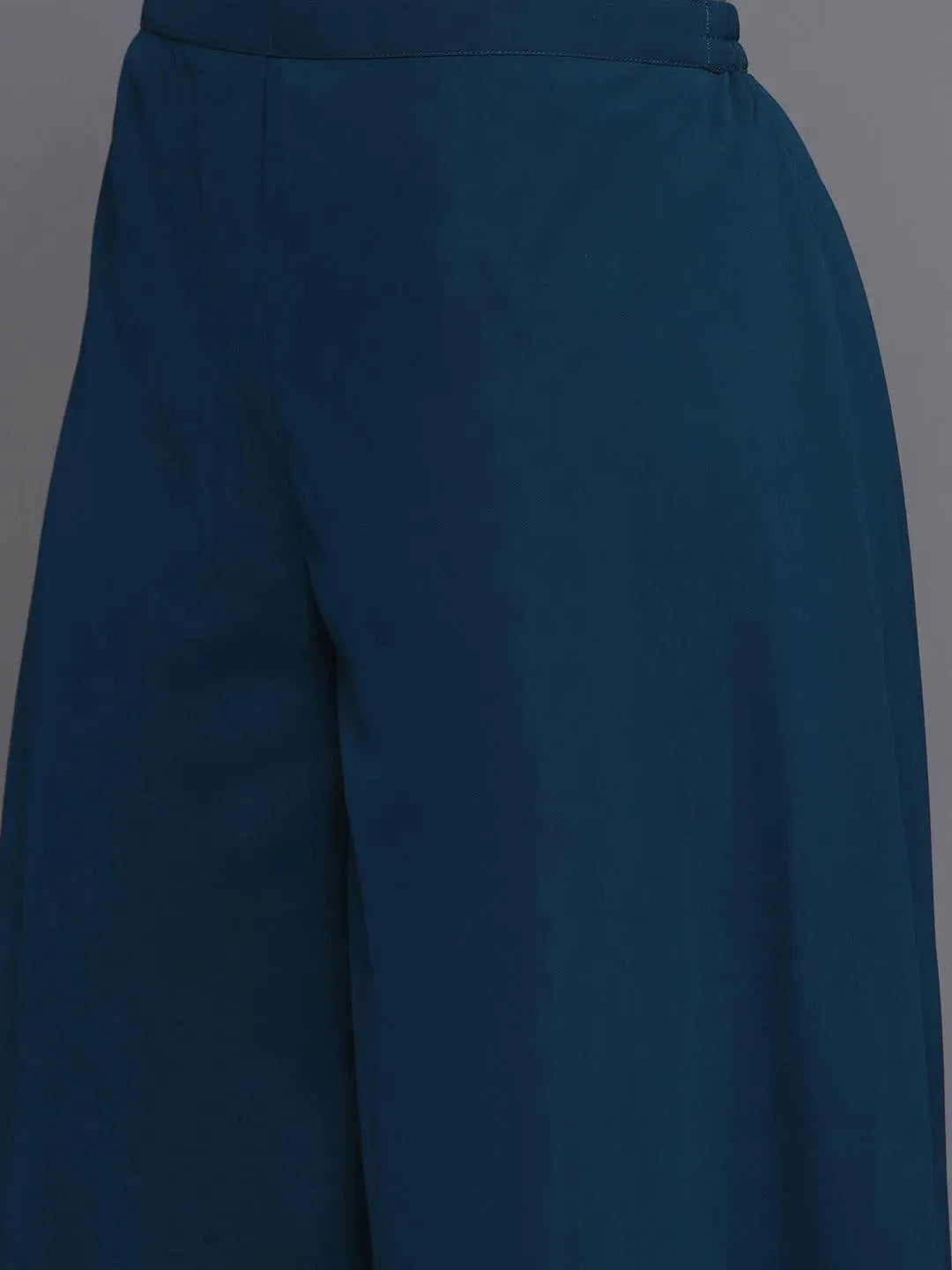 Blue Embroidered Georgette Straight Suit Set With Skirt - Libas 